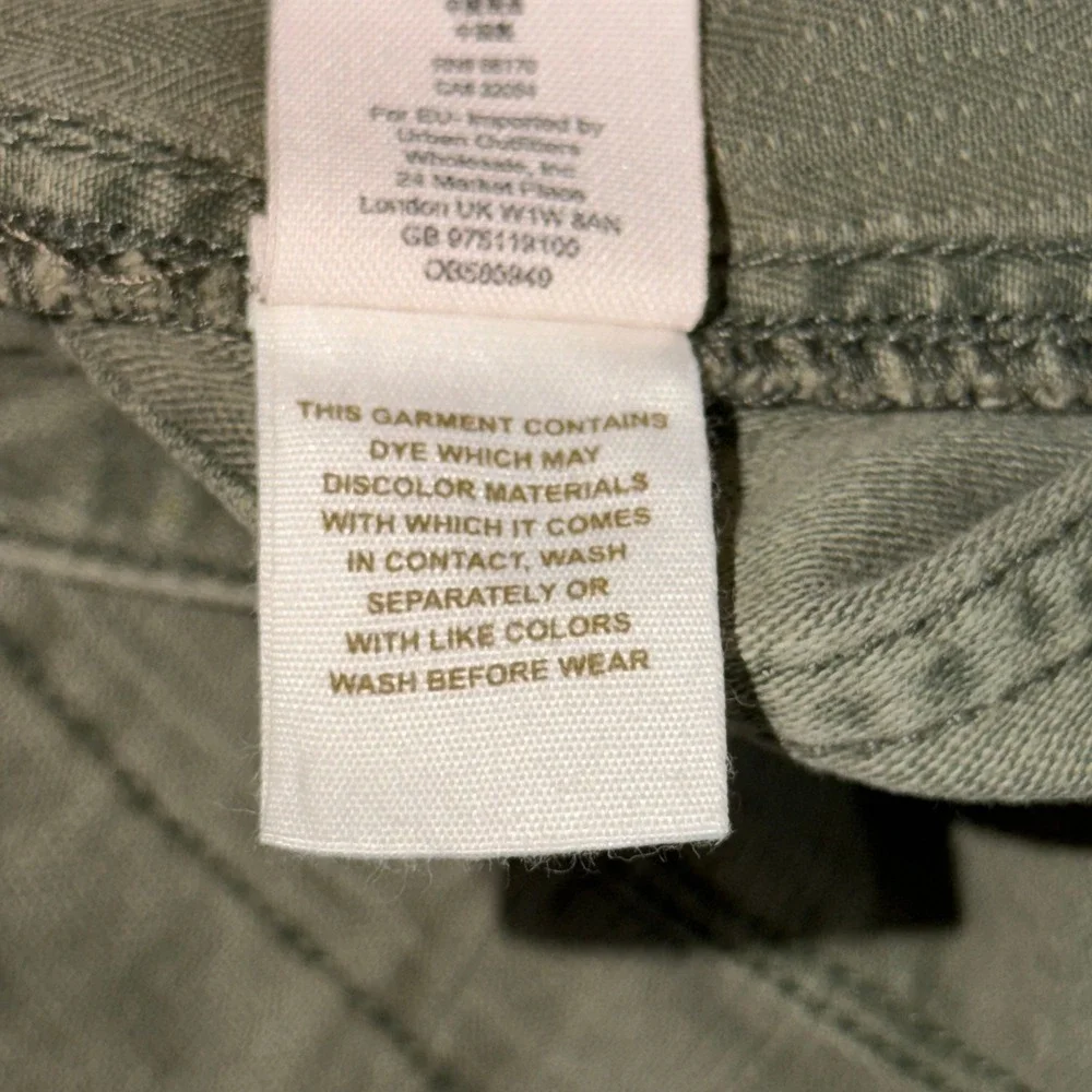 Free People S(2) Olive Green Distressed Frayed Hem Utility Cargo Shorts Military